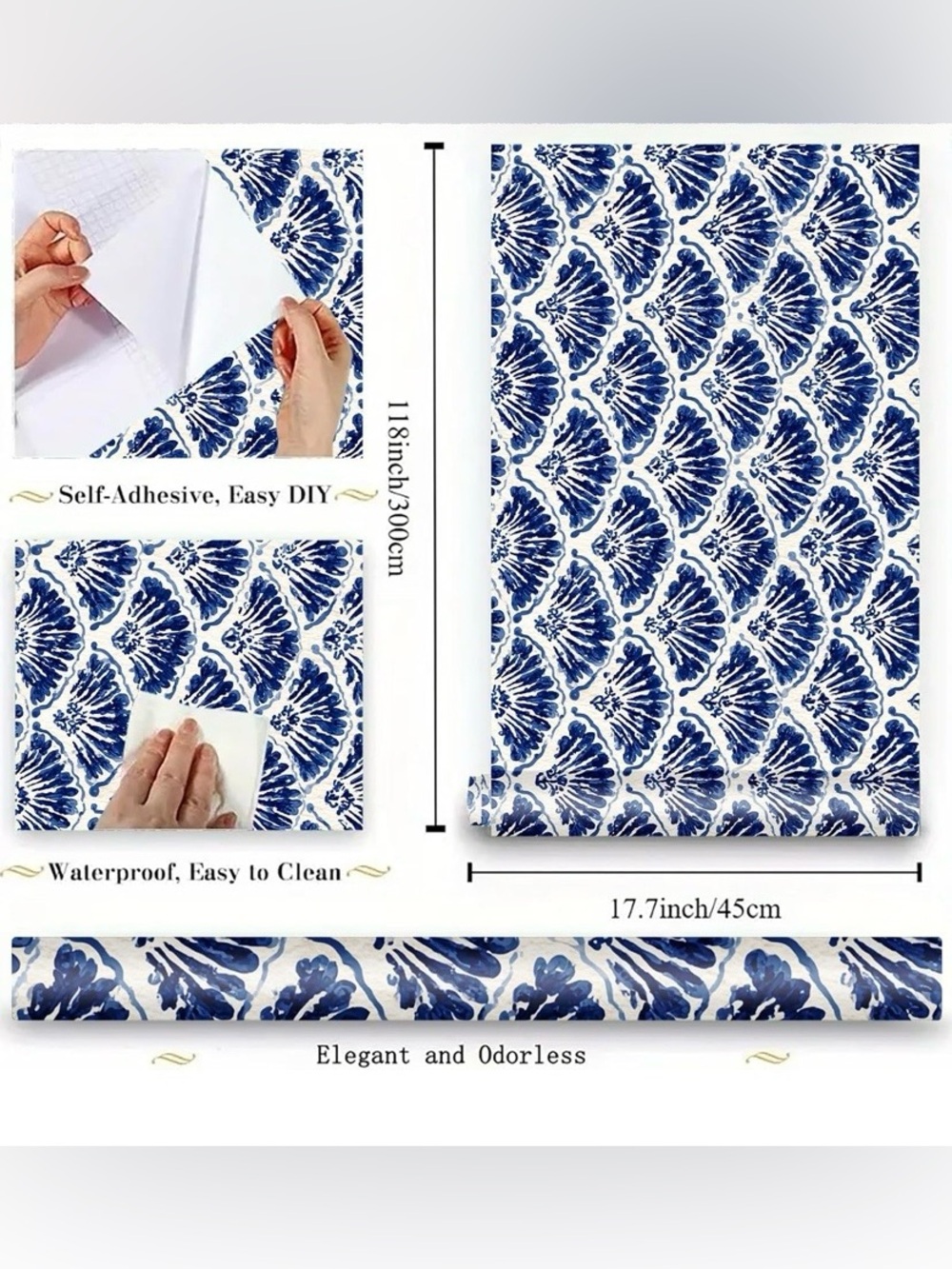 2pc - Blue Wave Peel & Stick Contact Wallpaper - Picture 4 of 5